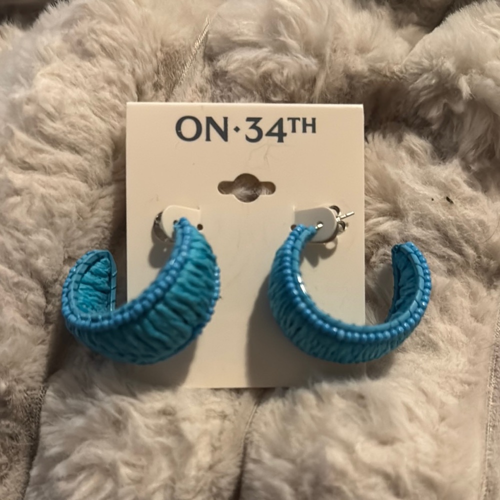 ON 34TH Blue Hoop Earrings